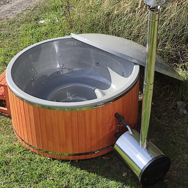 Hot tub with external stove
