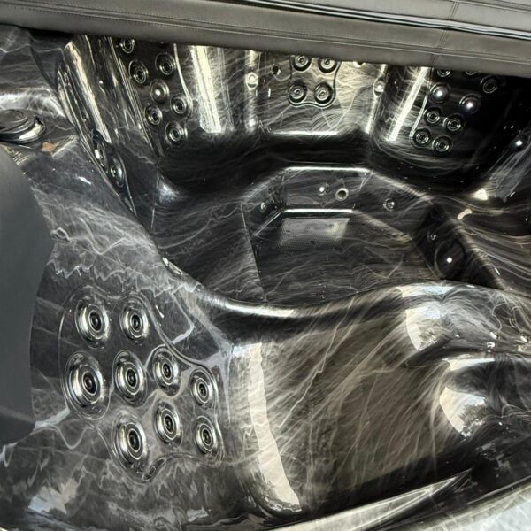 Acrylic hot tub with external stove