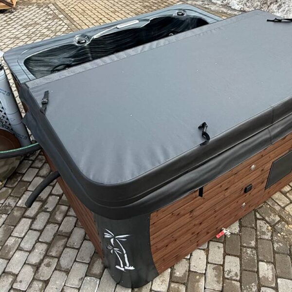 Acrylic hot tub with external stove